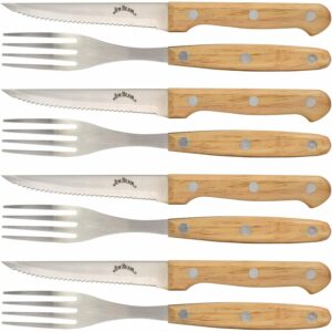 Jim Beam Gabel und Messer 4er-Set 8-tlg. Edelstahl Holzgriffe Parawood