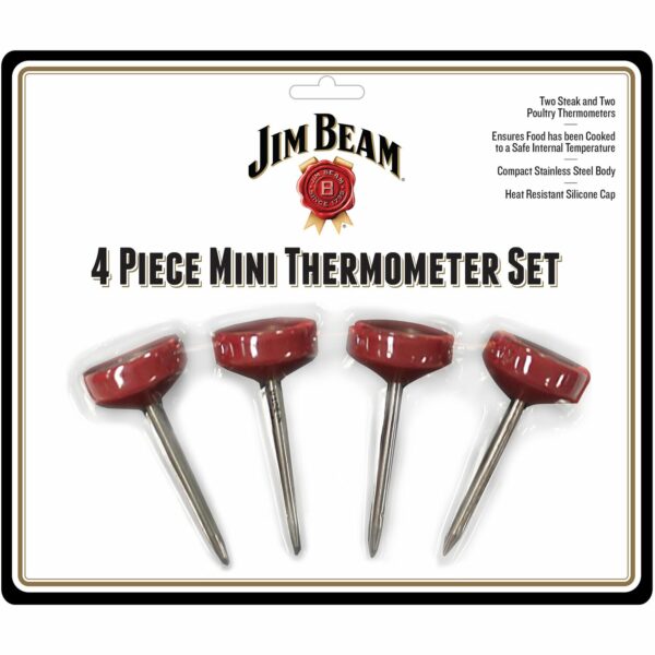 Jim Beam Minithermometer-Set für Steak und Geflügel 4-tlg. Edelstahl Silikon