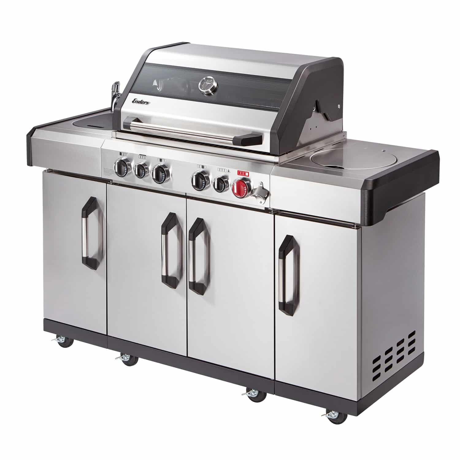 Enders Gasgrill Kanasas II Pro 4 SIK Profi Turbo 4 Brenner & Seitenkocher Silber