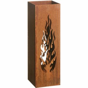 Gartenfreude Feuersäule  Design Flammen Edelrost 16 x 16 x 50 cm